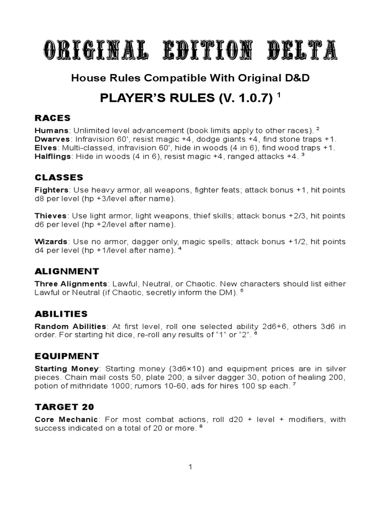OEDPlayersRules1 0 7 PDF Dungeons & Dragons