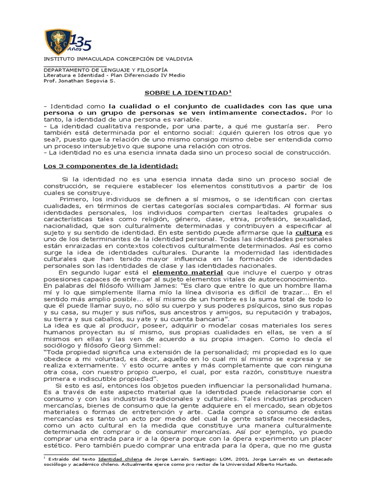 Construcción Social de la Identidad | PDF | Autoestima | Bienes