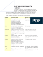 Importancia de Los Minerales en La Alimentación Diaria