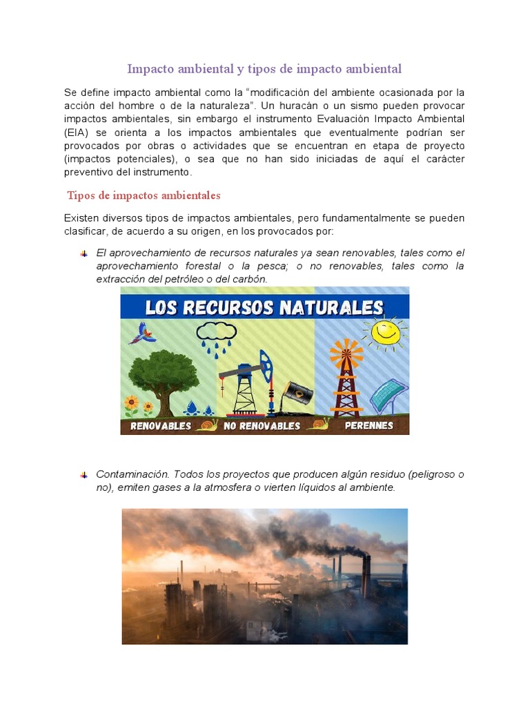 Impacto Ambiental y Tipos de Impacto Ambiental | PDF | Entorno natural ...