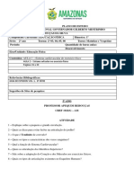 Plano de estudo de Educação Física sobre sistema cardiovascular e articular