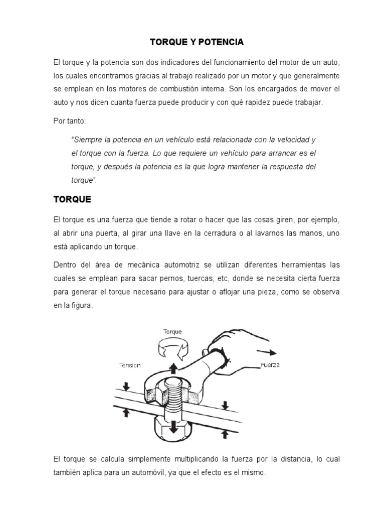 Torque y Potencia | PDF | Coche | Fuerza