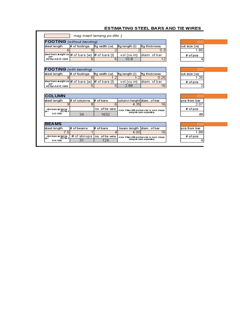 Rebar Estimate | PDF | Building Materials | Building Technology