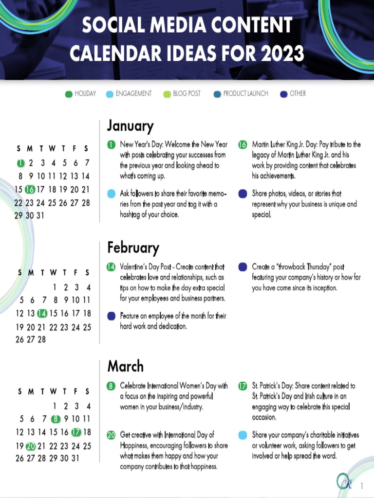 2023 Social Media Content Calendar | PDF | Social Media | Popular ...
