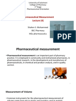Pharmaceutical Measurement Lecture (4) : University of Sulaimani College of Pharmacy 1 Stage Pharmaceutical Orientation