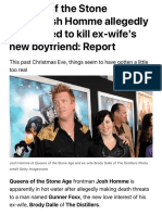 QOTSA's Josh Homme Allegedly Threatened Ex-Wife's Boyfriend