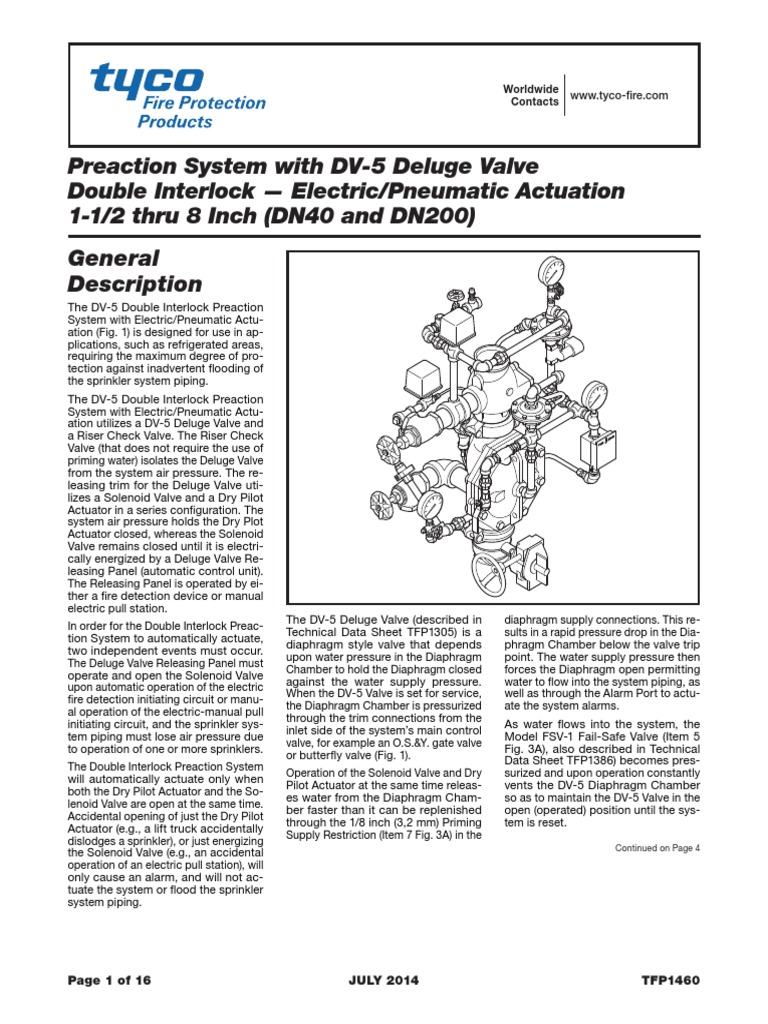 TYCO - Pre-Action Deluge Valve | PDF | Valve | Fire Sprinkler System