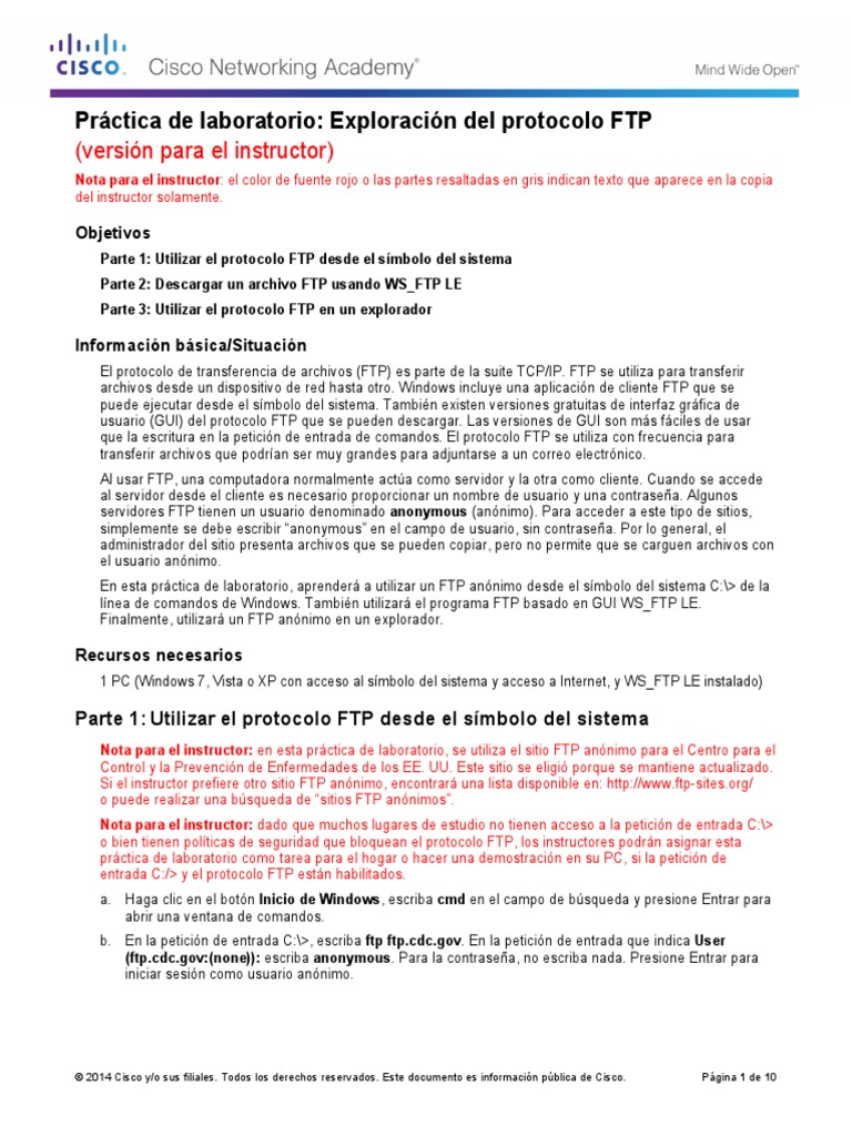 10.2.3.3 Lab - Exploring FTP - ILM | PDF | Protocolo de transferencia ...