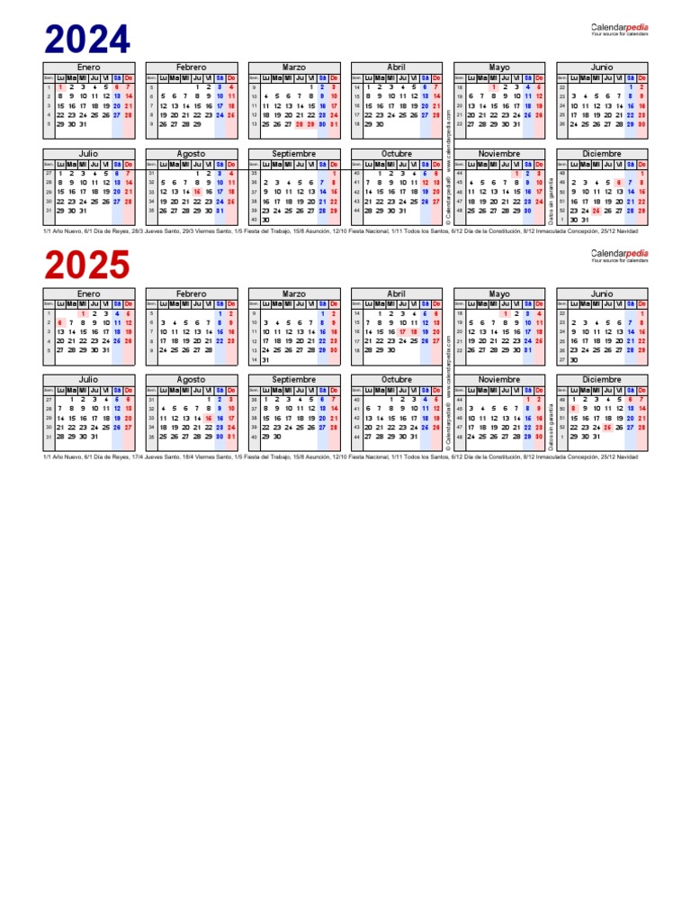 Calendario 2024 2025 Horizontal Lineal PDF