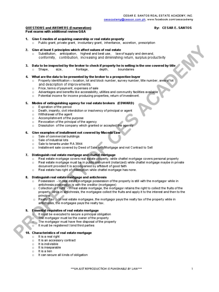 Real Estate Ownership Q&A Guide | PDF | Mortgage Law | Real Property