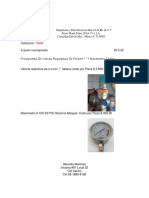 Presupuesto de válvula reguladora de presión 1 y manómetro 7 kilos