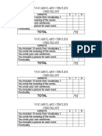 Vocabulary Circles Checklist