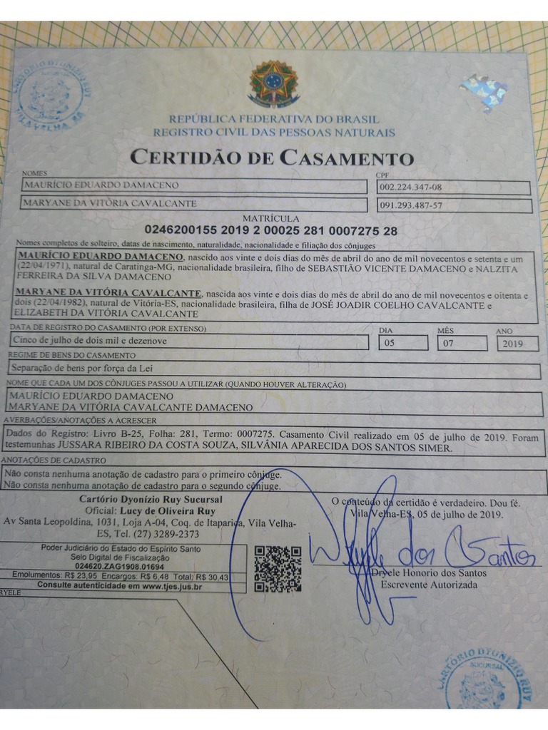 Certidão Casamento | PDF