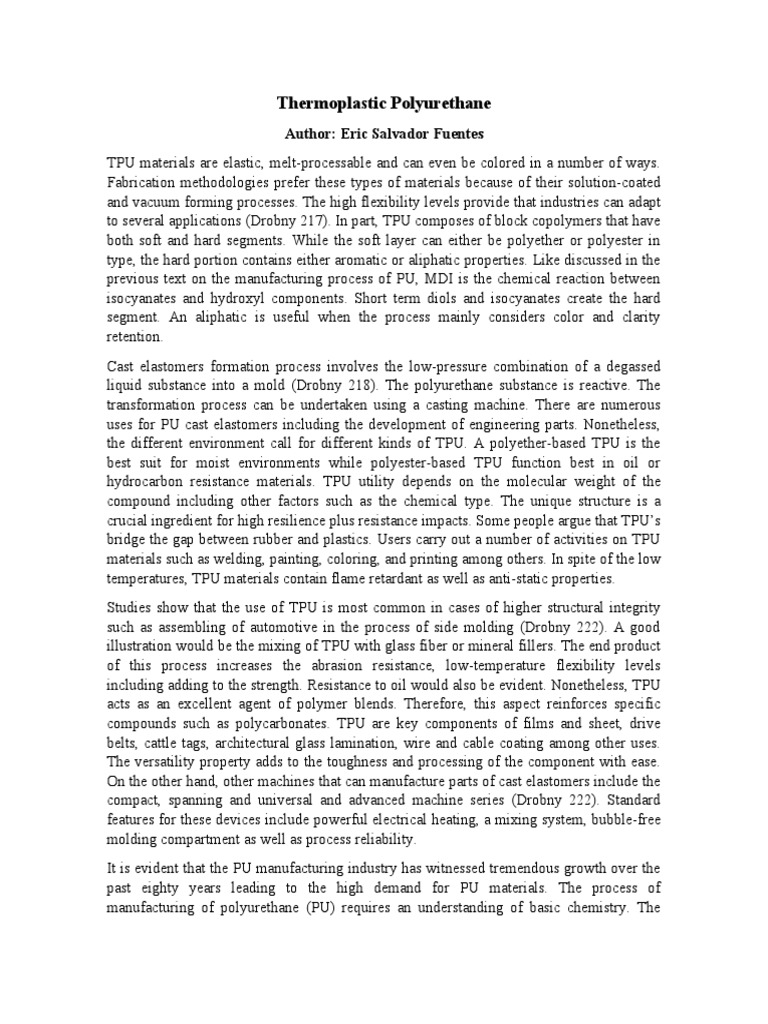 Understanding Thermoplastic Polyurethane | PDF | Polyurethane | Chemistry
