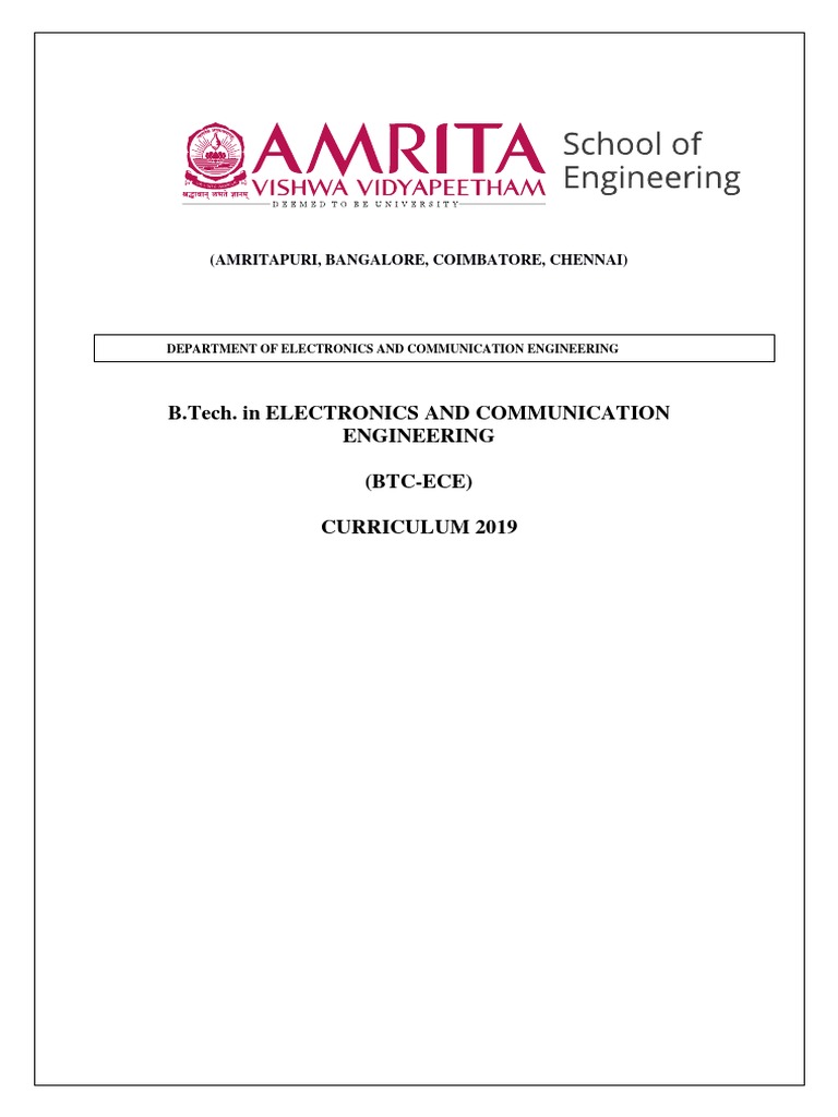 B.Tech Electronics & Communication Curriculum | PDF | Electronics ...