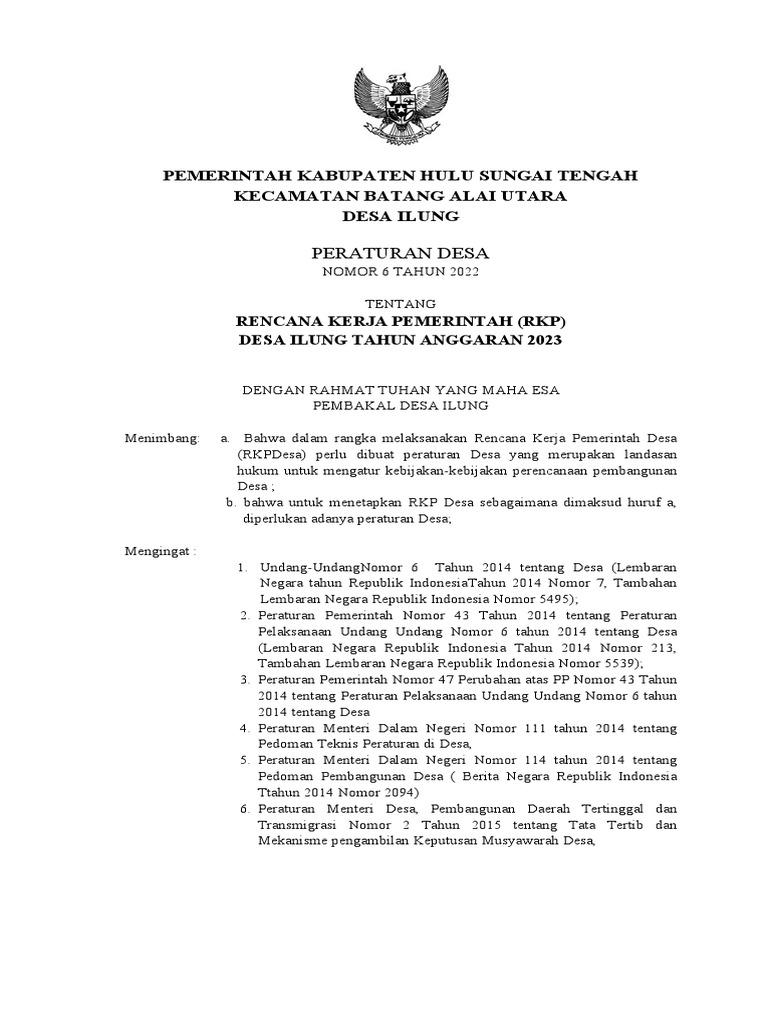 Perdes RKPDesa 2023 | PDF