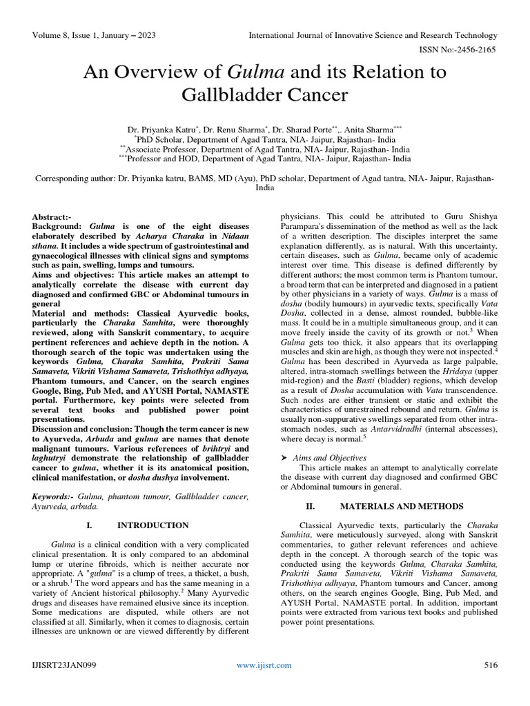 An Overview of Gulma and Its Relation To Gallbladder Cancer PDF