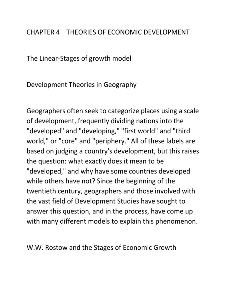 CHAPTER 4 THEORIES OF ECONOMIC DEVELOPMENT | PDF | Economic Growth ...