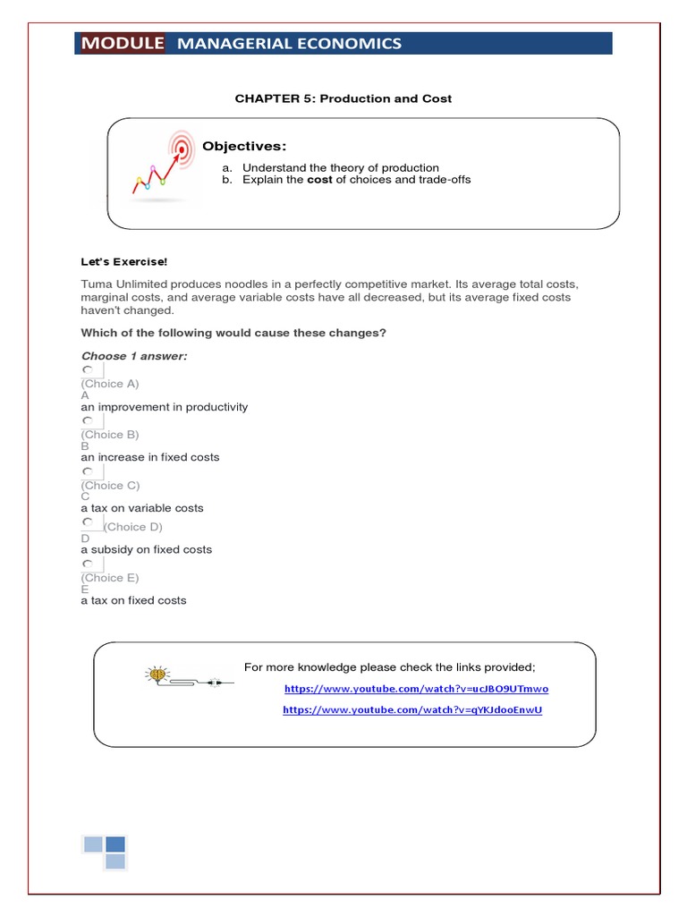 Lecture Chapter5 Pdf Production And Manufacturing Economies