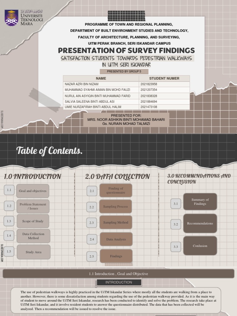 Student Satisfaction on UiTM Walkways | PDF | Sampling (Statistics)