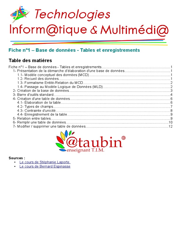 Création et gestion de tables dans LibreOffice | PDF