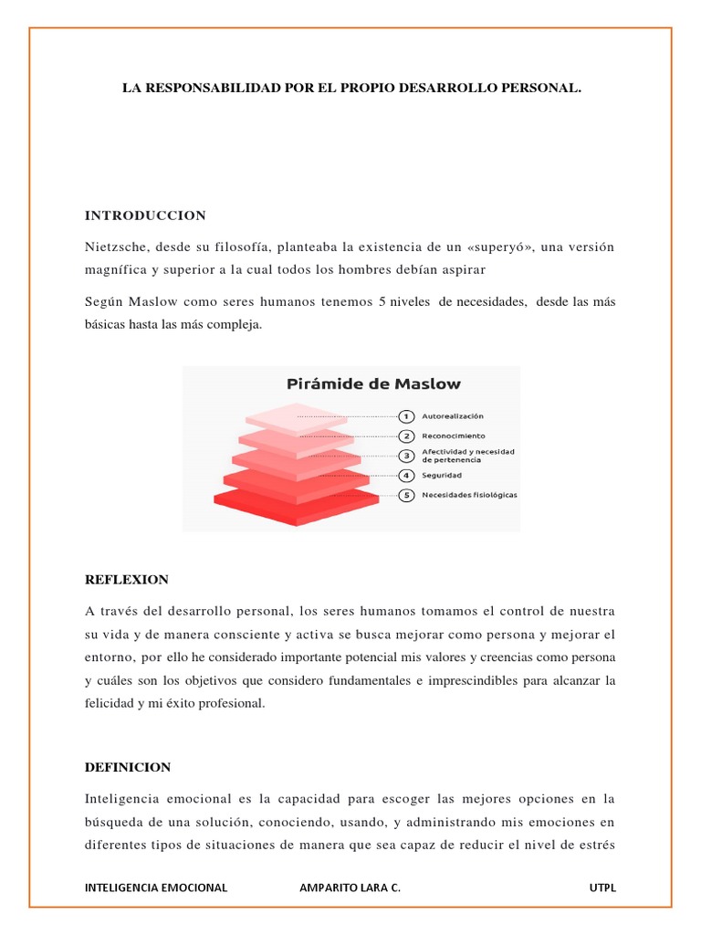 La Responsabilidad Por El Propio Desarrollo Personal Pdf Las