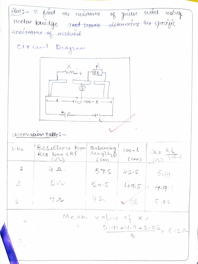 To Find Resistance of Given Wire Using Metre Bridge PDF