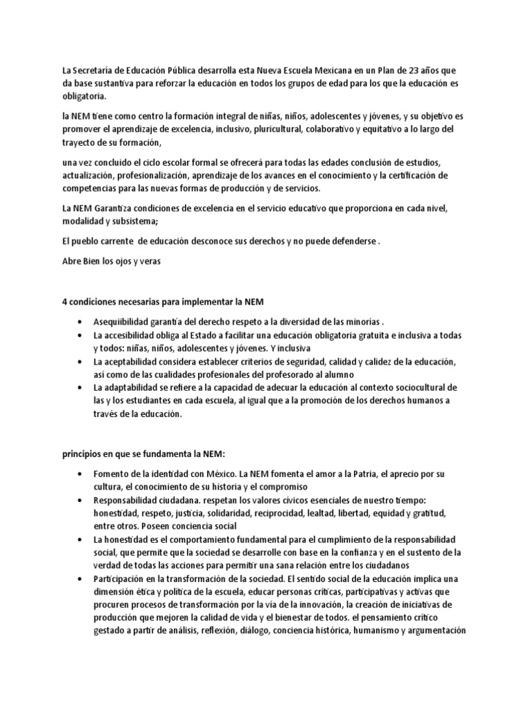 Nueva Escuela Mexicana Pdf Educación Primaria Maestros