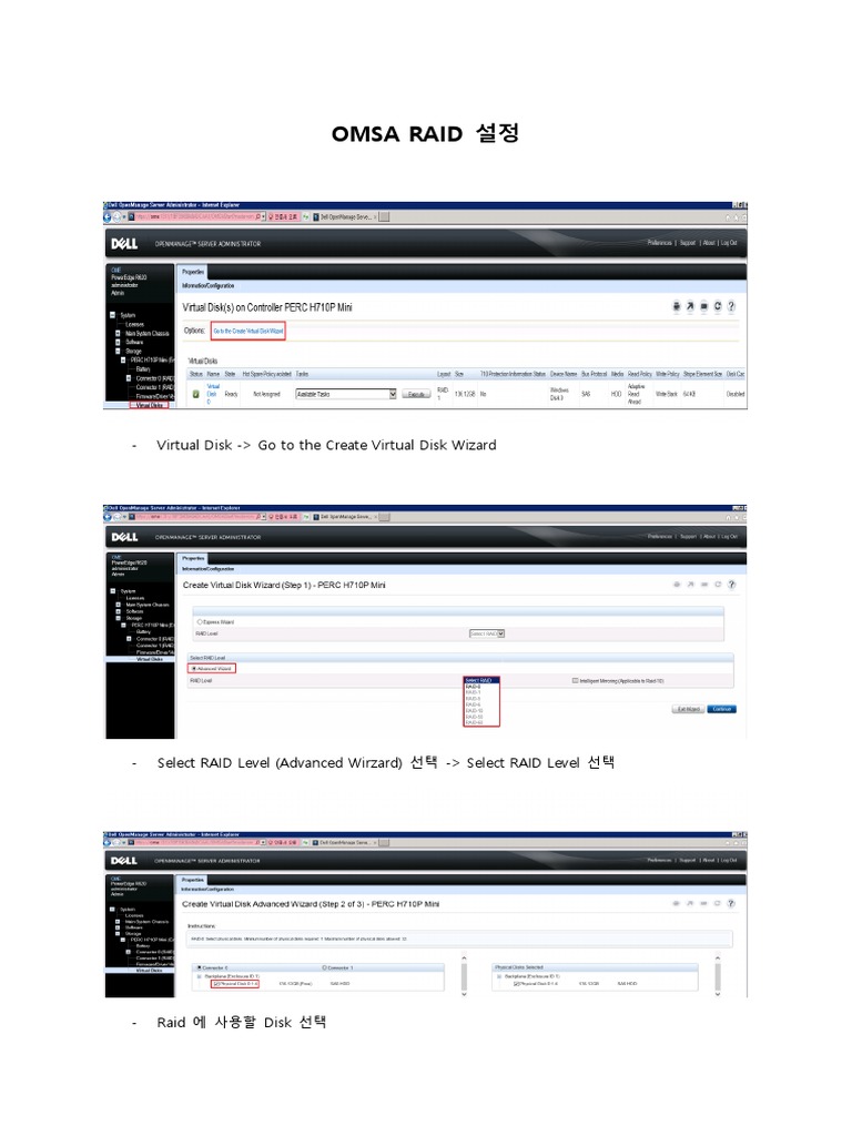 Dell SERVER OMSA RAID 설정 | PDF