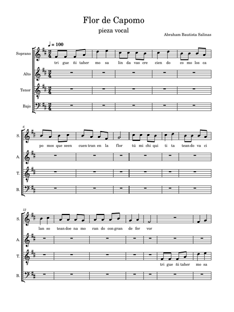 Flor de Capomo: Vocal Piece Guide | PDF | Singing | Vocal Music