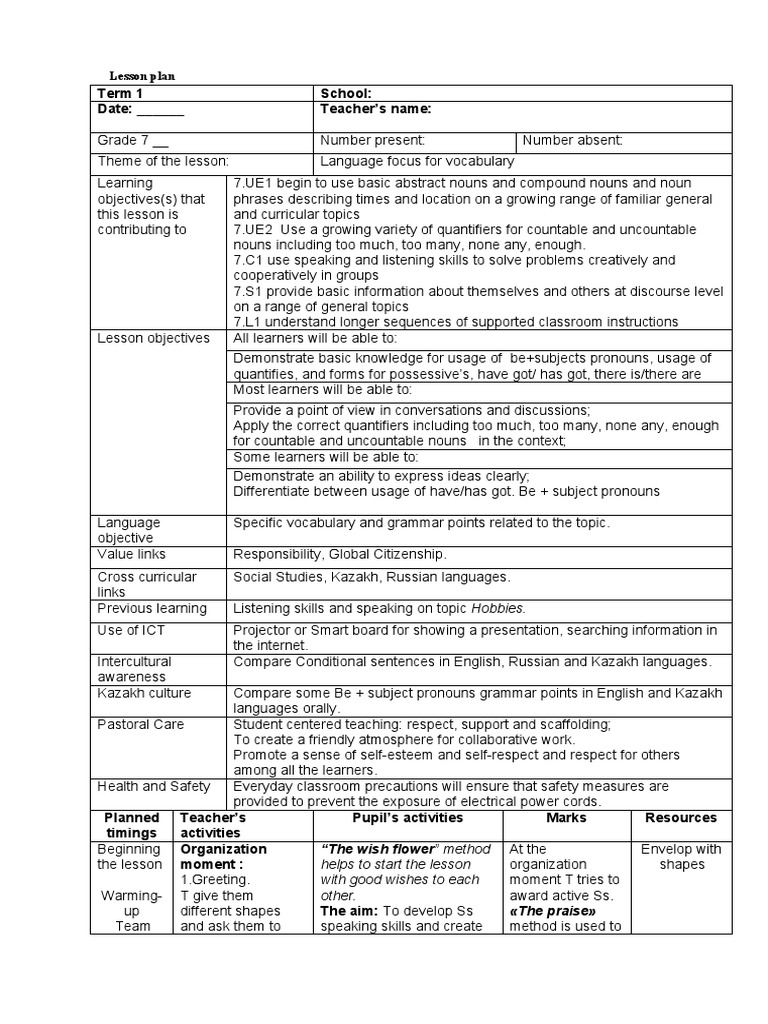 ҚМЖ 7grade Eng+ | PDF | Educational Technology | Vocabulary