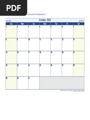 October 2023 Calendar