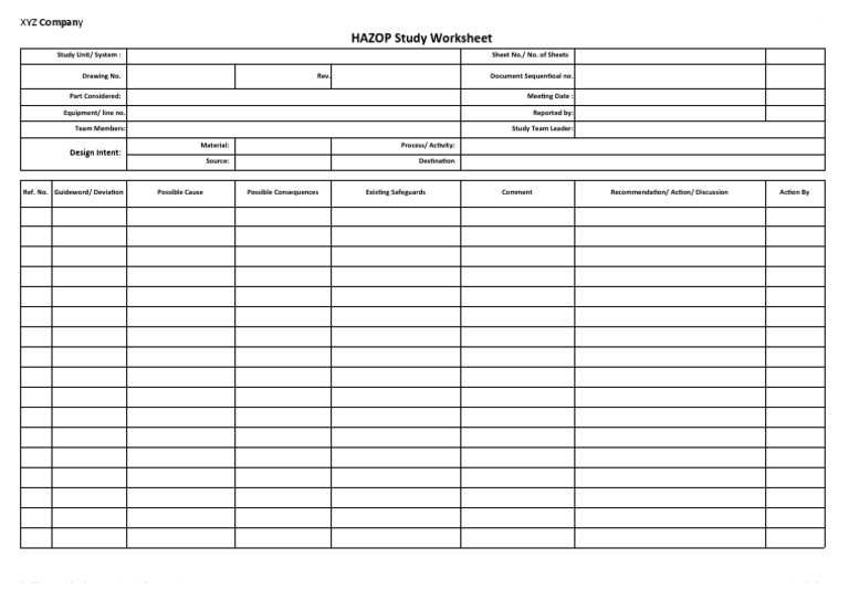 Hazop Worksheet - Revised 2015 11 14 | PDF