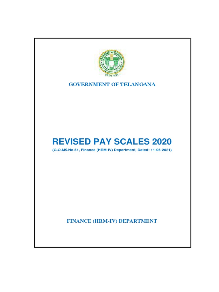 Revised Pay Scales 2020 Government of Telangana PDF Employment