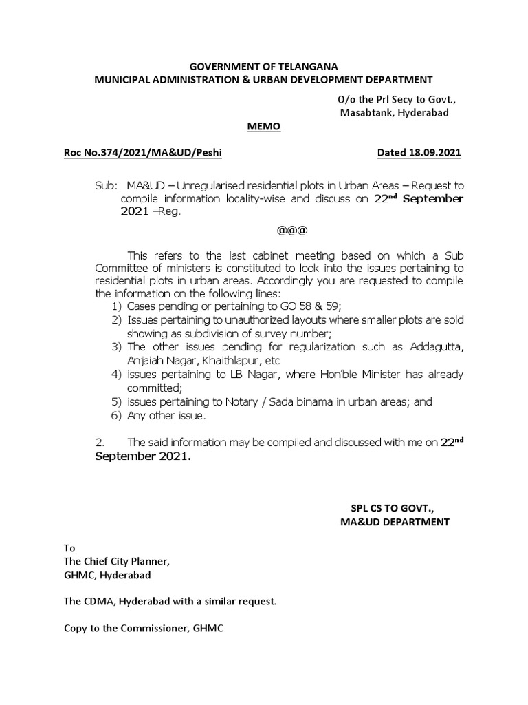 Urban Plot Regularization Issues in Telangana | PDF | Finance & Money ...