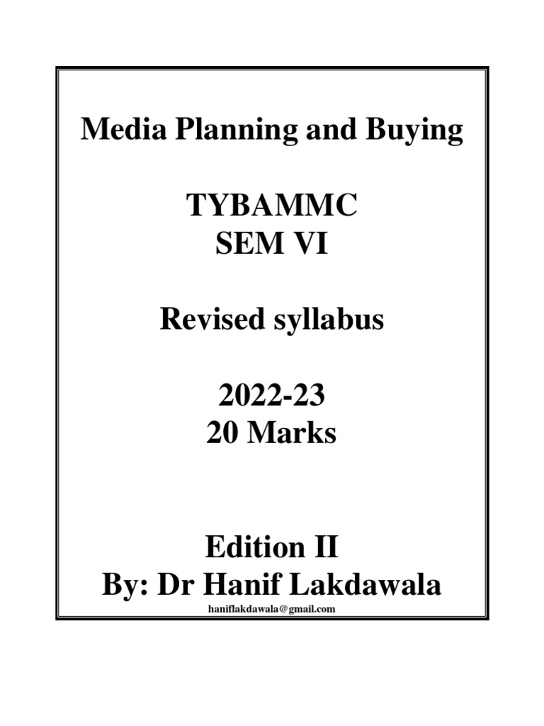 Media Planning and Buying 20 MARKS 2022 23 Notes For Students With