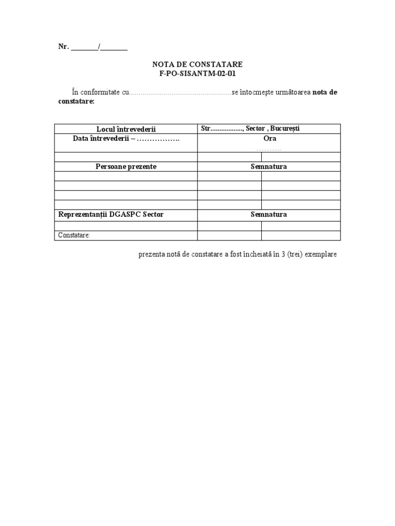 Model Nota Constatare | PDF