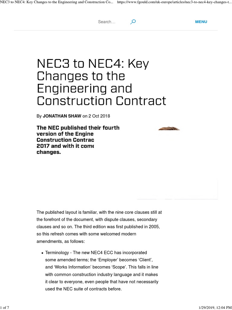 Nec4 Option A Contract