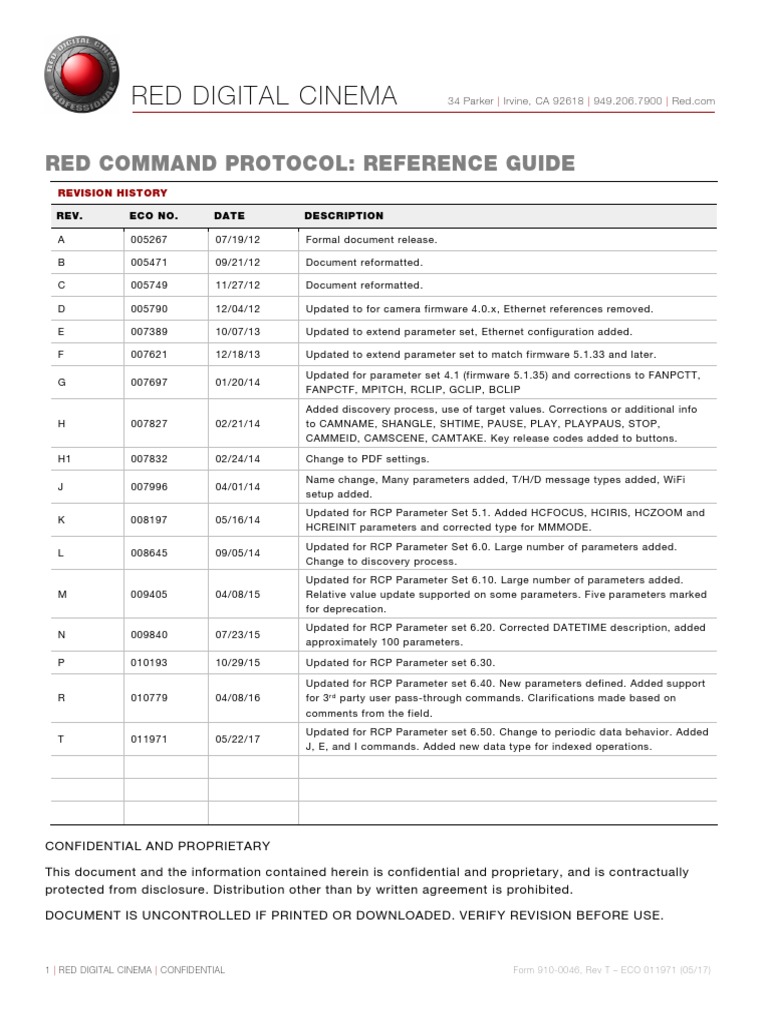 910-0046 Rev-T RED ENG RED Command Protocol Reference Guide | PDF ...