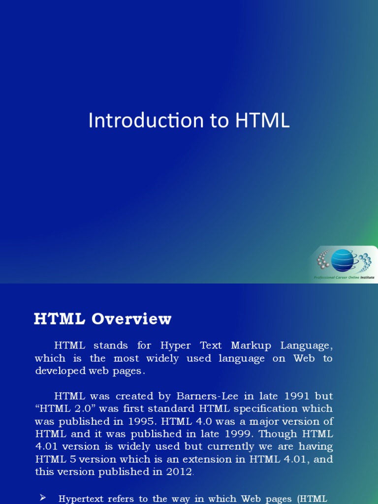Lecture 11 introduction to html pdf html element html