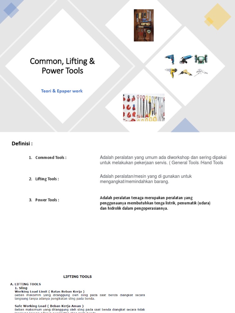 Common, Lifting & Power Tools | PDF