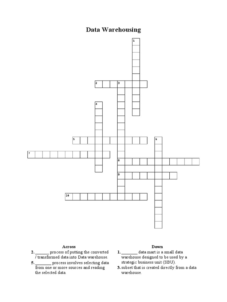 Chia Jing Xian - Chapter 2 Data Warehousing Crossword Puzzle | PDF