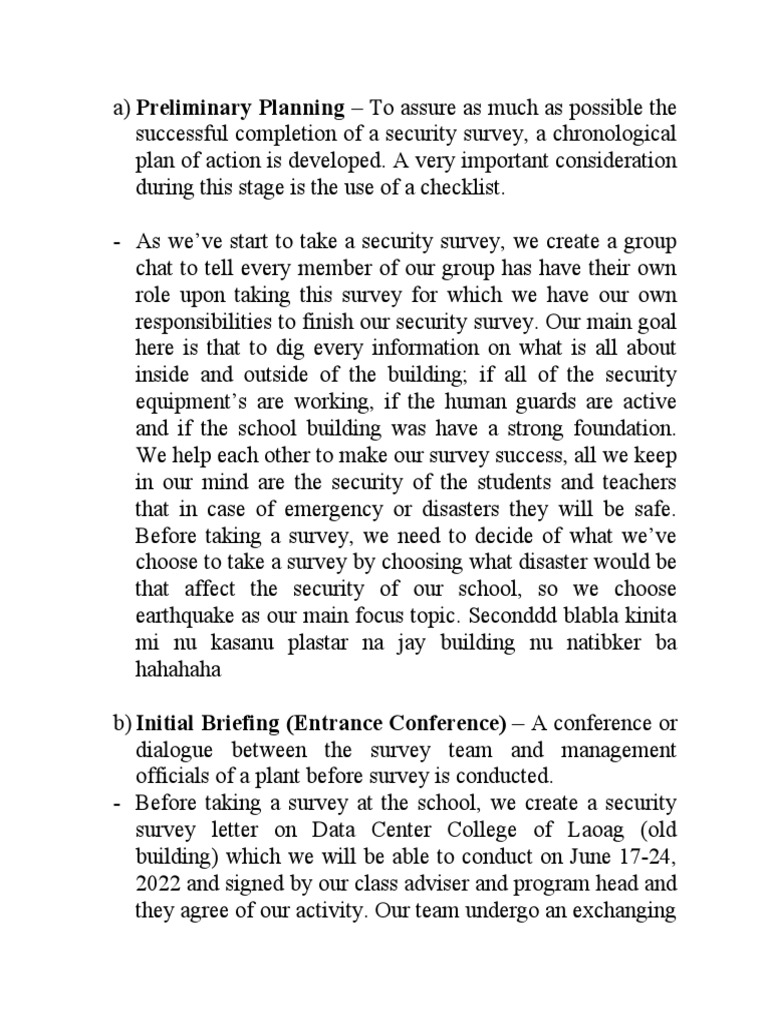 Preliminary Planning PDF