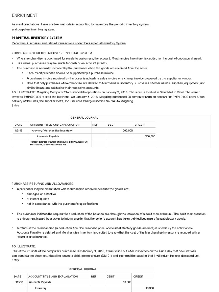Perpetual Inventory System Overview | PDF | Debits And Credits | Invoice