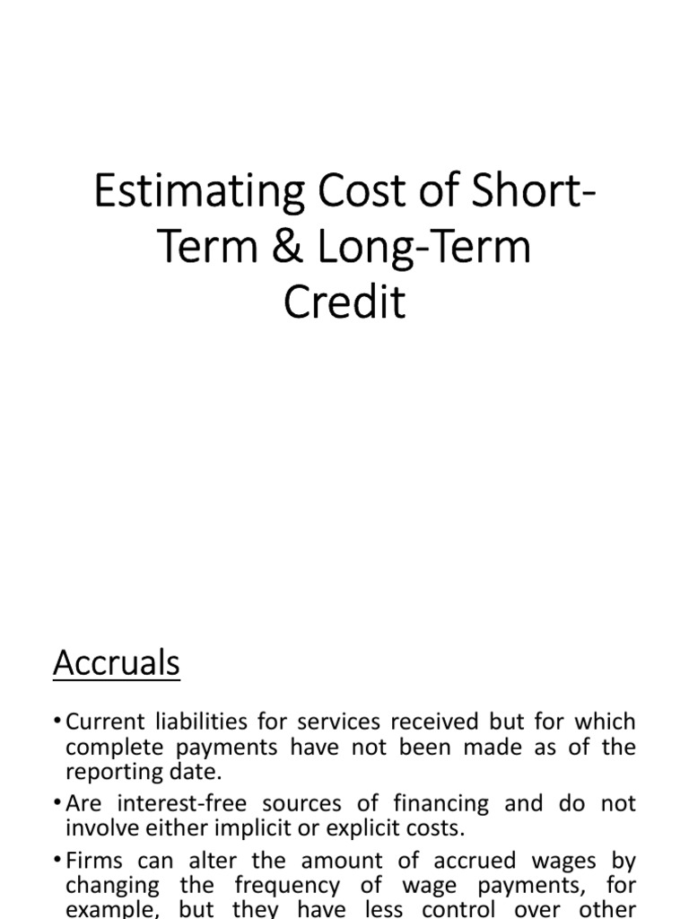 Estimating Cost of Short Term Credit PDF Interest Loans