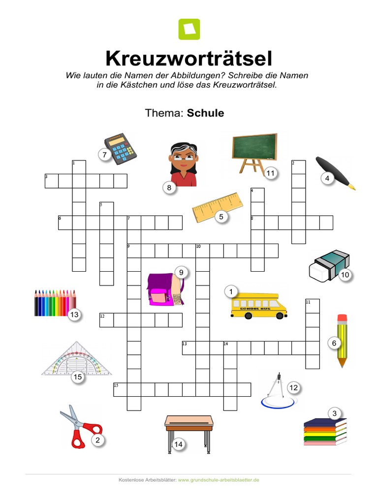Kreuzwortraetsel Schule | PDF