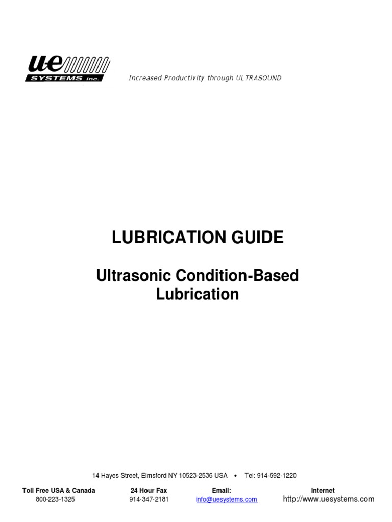 Lubrication Guide Ultrasonic ConditionBased Lubrication PDF
