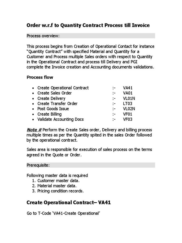 04 - Order - W.R.F - To - Quantity Contract - Process - 001 | PDF ...