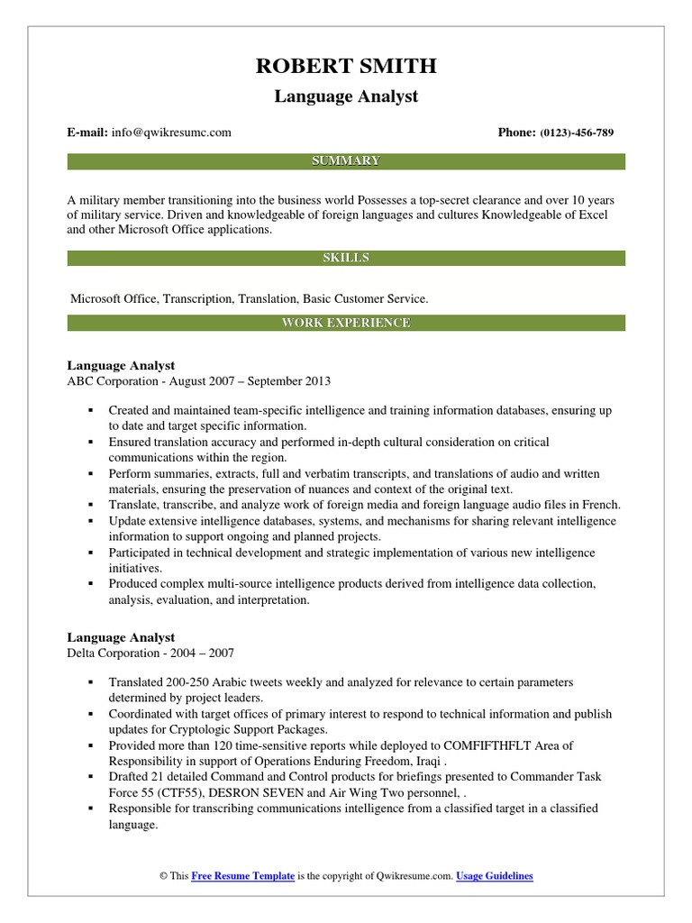 Language Analyst 1611591767 | PDF | Military Intelligence ...