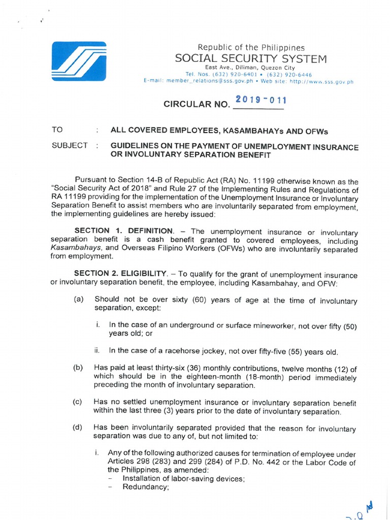 SSS Circular No. 2019-011 | PDF